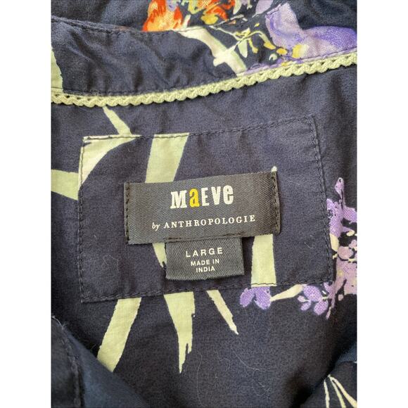 Anthropologie L Maeve Flutter-Sleeve Floral Maxi Button Down Shirt Dress No Belt - Picture 8 of 16